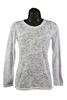 Lady's white, charcoal burnout pattern cotton fitted tops