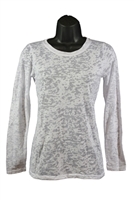 Lady's white, charcoal burnout pattern cotton fitted tops