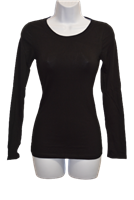 95% cotton, 5% spandex fitted crew neck lady's long sleeve top