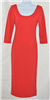 Red  or black women's Maxi-dress, U-Neckline, 3/4 sleeve