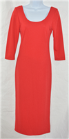 Red  or black women's Maxi-dress, U-Neckline, 3/4 sleeve