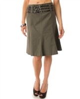 Lady's belted olive skirt