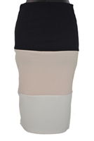 Black, cream and taupe, or black, pink, bone lady's skirt
with a back zipper.