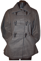 Lady's gray double breasted peacoat with toggle buttons