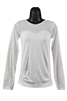 Crew neck, mesh long sleeve lady's tops one size, in white or black.