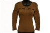 â€‹A one size seamless textured lady's top in coffee or charcoal