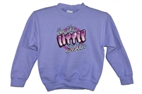 Girl's crew neck lavender sparking "I'm The Litter Sister" cotton sweatshirt