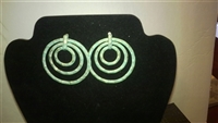 Green metal tri-circle earrings