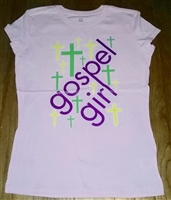 Cotton lady's Gospel girl  multi cross  purple, or light pink tees