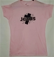 Jesus and Cross youth pink tee