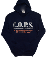 Teen unisex trendy witnessing black, C.O.P.S cotton blend pocket hoodie, Wha'cha gonna do when He comes for you?