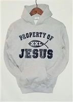 Cotton teen's unisex gray Property Of Jesus hoodie with kangaroo pockets