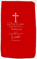 Microfiber red and white I overcome spirit rally towel