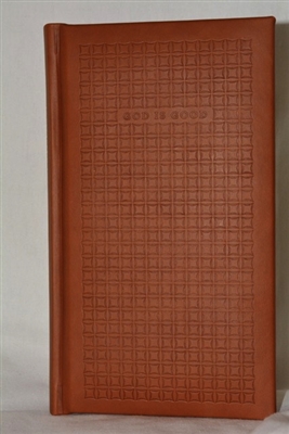 This caramel leather like lined "GOD IS GOOD" journal is perfect for men who enjoy time with their heavenly Father with is masculine design and it will make a great gift too!