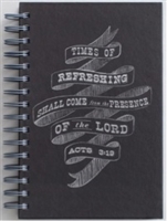 An encouraging masculine hard cover lined journal with scriptures on pages