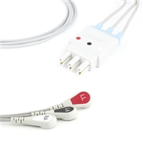 Mennen ECG Lead Wire Set 3 Lead Snap Clip to Dual 3 Pin Connector Mennen Compatible