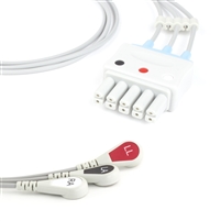 Mindray ECG Lead Wire Set 3 Lead Snap Clip to Dual 5 Pin Connector Mindray Compatible