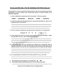 Weekend Evaluation Spanish - pack of 25