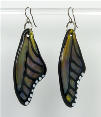 Sparkle Olive Butterfly Wing Earrings