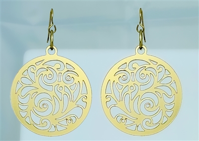 18g Earrings - Gold Acrylic - Abstract Circle