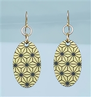 18g Earrings - Gold Acrylic - Asanoha Oval