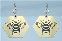18g Earrings - Gold Acrylic - Bee Hex