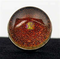 Small Heart Opal on Orange Foil Silver Ring