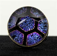 Blue and Pink Honeycomb Foil Pattern Silver Ring