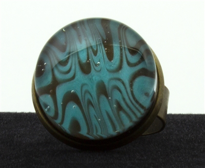Aqua Brown Marble Ring