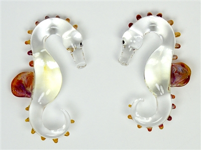 Clear and Amber Purple Seahorse Weights