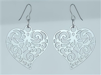 18g Earrings - Silver Acrylic - Abstract Heart