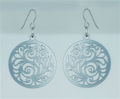 18g Earrings - Silver Acrylic - Abstract Round