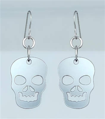 18g Earrings - Silver Acrylic - Skull