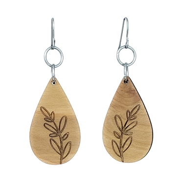18g Earrings - Birch Wood - Branched Drop