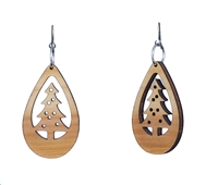 18g Earrings - Birch Wood - Christmas Tree Drop