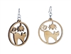 18g Earrings - Birch Wood - Cat with Spider