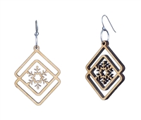 18g Earrings - Birch Wood - Double Diamond Snowflake