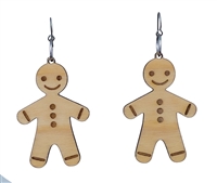 18g Earrings - Birch Wood - Gingerbread Man