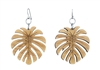 18g Earrings - Birch Wood - Monstera Leaf