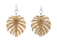 18g Earrings - Birch Wood - Monstera Leaf