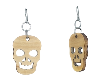 18g Earrings - Birch Wood - Skulls