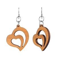 18g Earrings - Birch Wood - Split Heart
