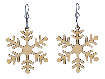 18g Earrings - Birch Wood - Snowflake 2.0