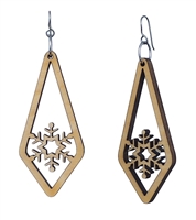 18g Earrings - Birch Wood - Snowflake Icicle