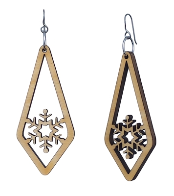 18g Earrings - Birch Wood - Snowflake Icicle
