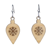 18g Earrings - Birch Wood - Snowflake Lightbulb