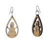 18g Earrings - Birch Wood - Snowman Drop