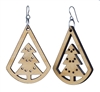 18g Earrings - Birch Wood - Christmas Tree Outlined