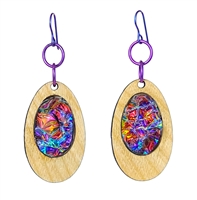 18g Earrings - birch wood-dichro inlay Sunset Blues