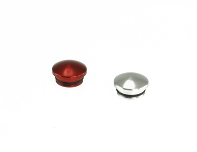 18MM ALUMINUM  END CAP - RED & SILVER (ONE EACH)
